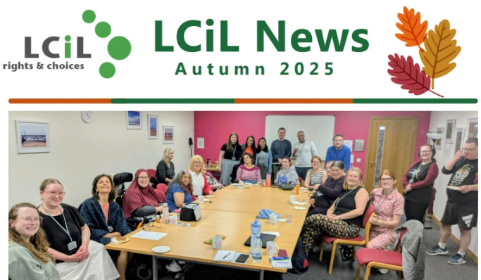 LCiL Autumn Newsletter cover with image of staff celebrating Volunteers (Event at Norton Park in the summer)