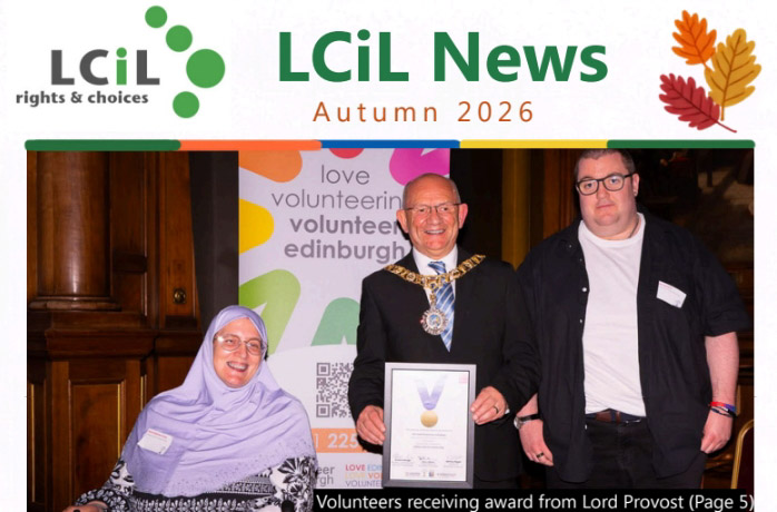 LCiL News Autumn 2026 Image of Volunteers receiving award from Lord Provost.